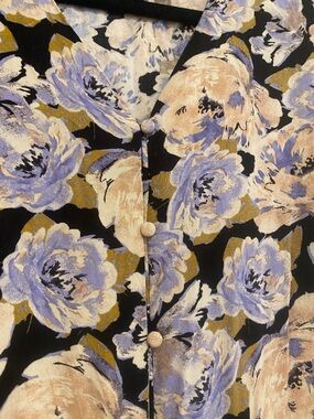 Black and purple Floral Button-Front Dress